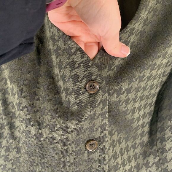 New Vintage Danny And Nicole Vest Women's 12 Grey Olive Button Front Vneck - Picture 4 of 5